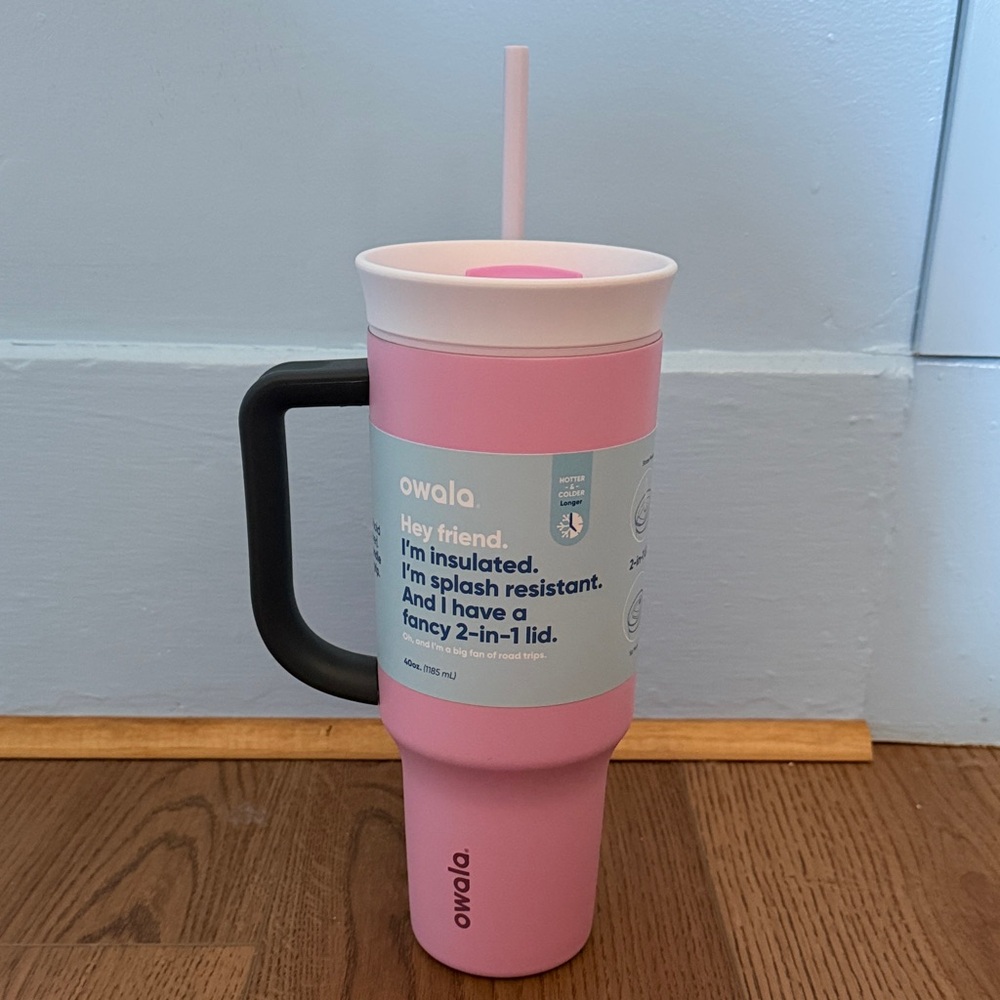 Owala 40 Oz Pink Insulated Tumbler with Straw